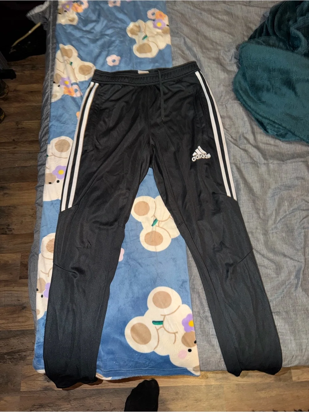 adidas Black Joggers with White Three-Stripes